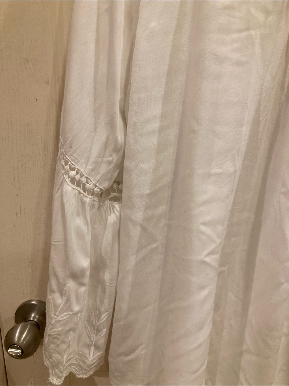 Boho White Long Sleeve Embroidered Peasant Dress - Picture 10 of 10